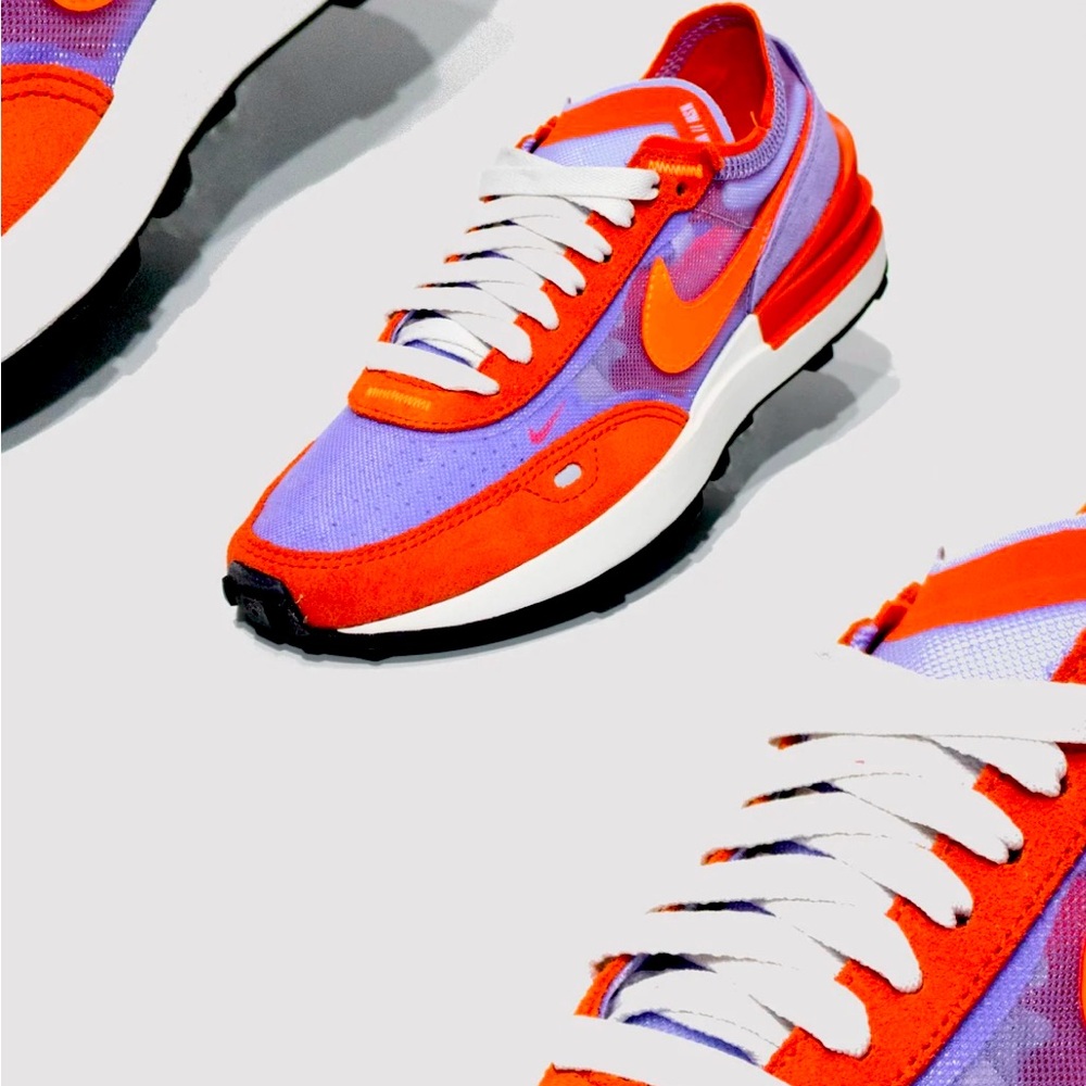 NIKE Woman’s Waffle One Fuchsia “Team Orange” Hyper Crimson running shoe.